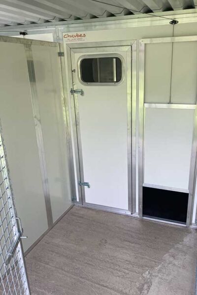 Double Block of Walk in Kennels with Mesh and Solid White Run Panels